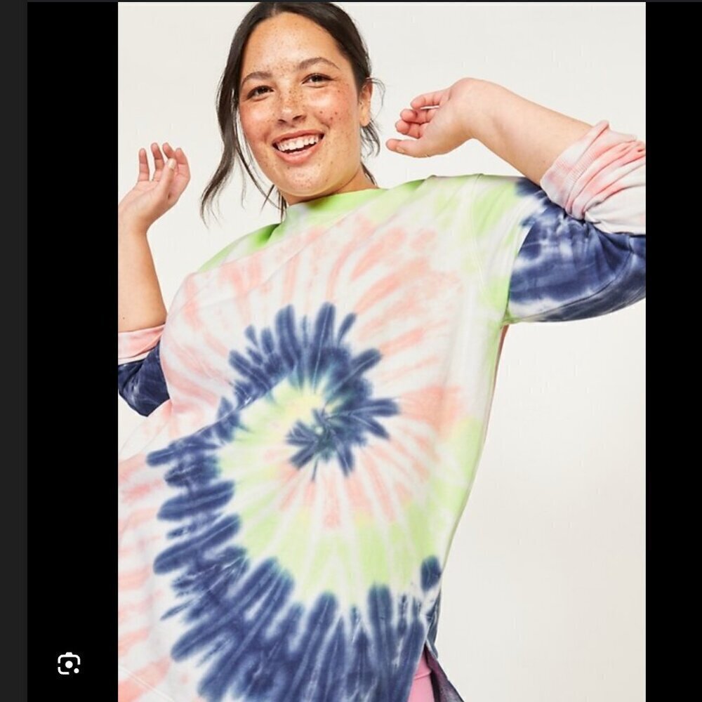 Old Navy Women's Sz Small Vintage Specially Dyed Tunic Sweatshirt Tie Dye Cotton